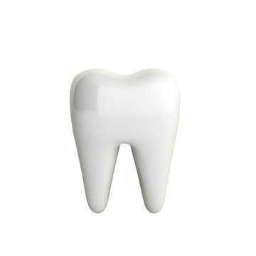 Whitening of human tooth 3d render on whitr no shadow
