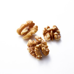 walnuts on white background