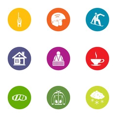 Mountain sport icons set. Flat set of 9 mountain sport vector icons for web isolated on white background