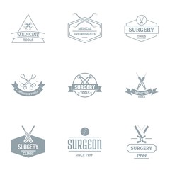 Surgical process logo set. Simple set of 9 surgical process vector logo for web isolated on white background