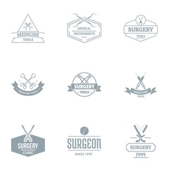 Naklejka premium Surgical process logo set. Simple set of 9 surgical process vector logo for web isolated on white background