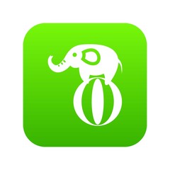 Elephant balancing on a ball icon digital green for any design isolated on white vector illustration
