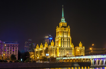 Fototapeta na wymiar Hotel Ukraine, a neoclassical Stalin-era highrise building in Moscow