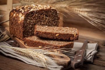 Whole Grain rye bread with seeds.