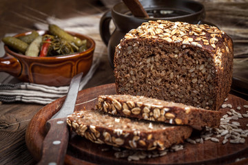 Whole Grain rye bread with seeds.