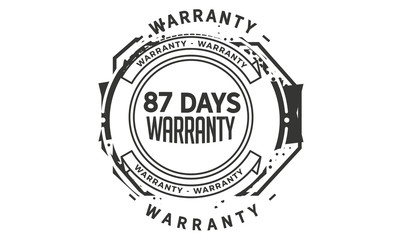 87 days warranty icon vintage rubber stamp guarantee
