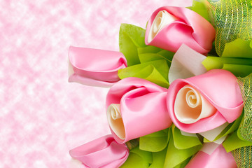 Sweet color fabric roses in soft style for background