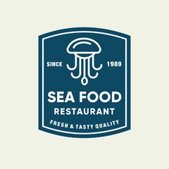 Seafood octopus for restaurant line logo design. Vector icon illustration modern simple line logo
