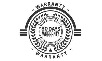 80 days warranty icon vintage rubber stamp guarantee