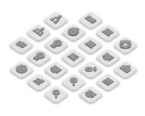 3D isometric icons of business isolated on a background.