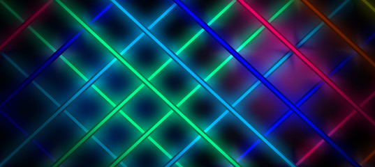 Fototapeta na wymiar Neon background, cage of light rays