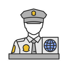 Passport control officer color icon