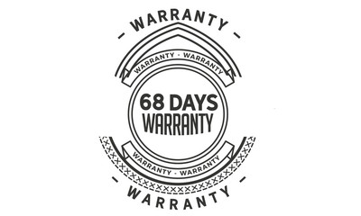 68 days warranty icon vintage rubber stamp guarantee