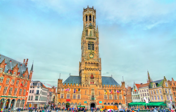 The Belfry Of Bruges, A Medieval Bell Tower In Belgium