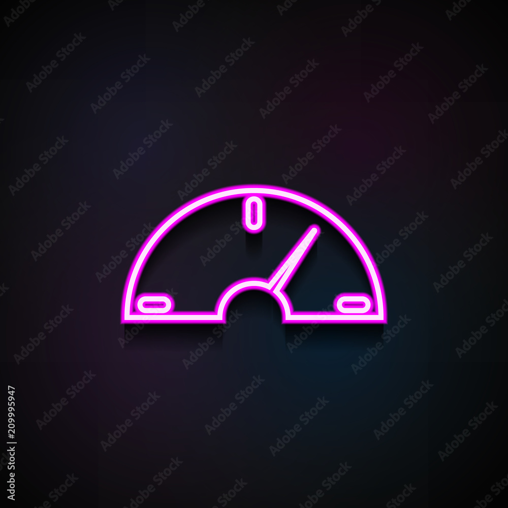 Poster speedometer icon. element of minimalistic icons for mobile concept and web apps. neon speedometer ic