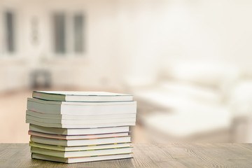 books on wooden table