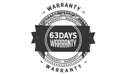 63 days warranty icon vintage rubber stamp guarantee