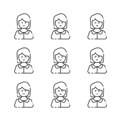 Female user icon linear vector set