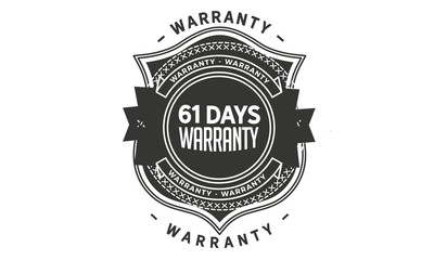 61 days warranty icon vintage rubber stamp guarantee