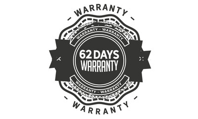 62 days warranty icon vintage rubber stamp guarantee