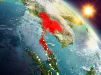 Thailand in sunrise from orbit