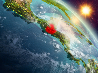 Guatemala in sunrise from orbit