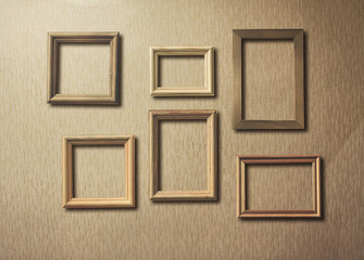 Fototapeta premium old photo frames on retro wallpaper