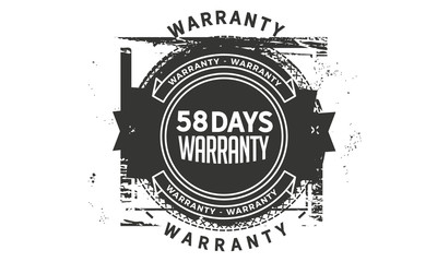 58 days warranty icon vintage rubber stamp guarantee