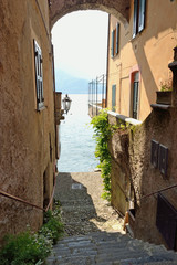 Narrow street in Varenna on Lake Como - Lecco, Lombardy, Italy
