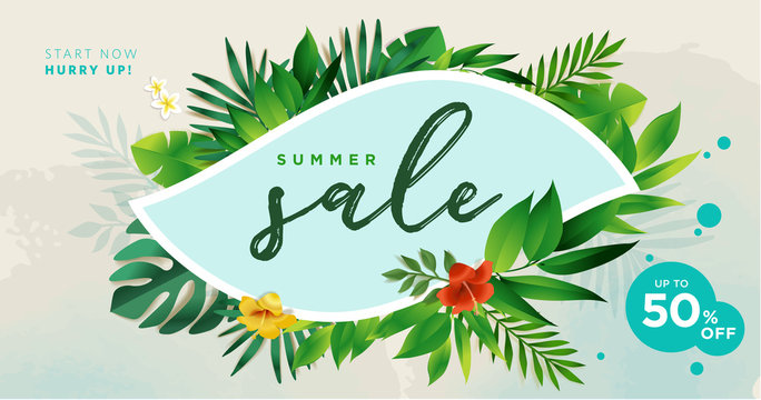 Summer sale. Vector illustration concept for mobile and web banner, poster, online shopping ads, social media and networking, marketing material.