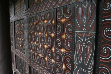 indonesia toraja traditional old house with detail engrave pattern