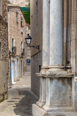 Obraz premium Nice ancient street detail in a spanish town Gerona. 29. 05. 2018 Spain