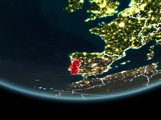 Portugal on Earth from space at night