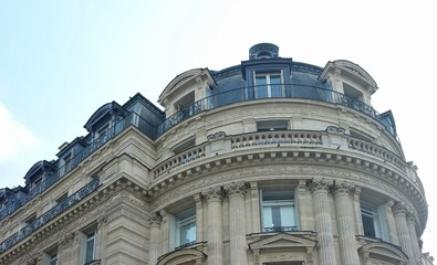 May 22, 2018 Paris, France. Architecture of Paris, fragments of facades of the buildings