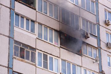 Fire in an apartment building