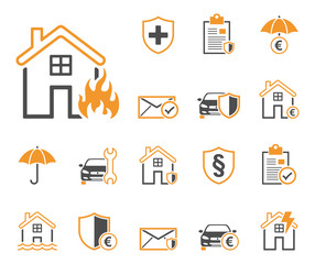 Versicherung - Iconset (in Grau/ Orange)