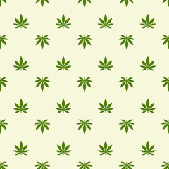 Seamless pattern with marijuana leaf. Cannabis background. Pattern can be used for fabric design, wallpaper, wrapping papers. Isolated vector illustration.