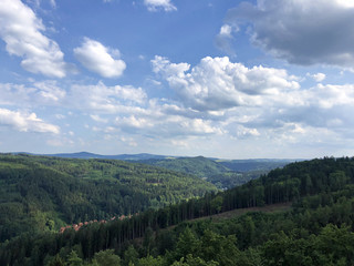 Fototapeta premium Aerial view of nature from Diana tower in Karlovy Vary, Czech Republic