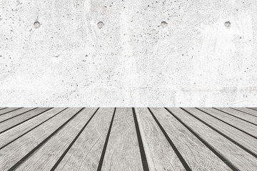 Concrete wall and white wood floor