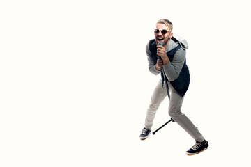 young man singing with microphone, modern superstar