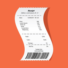 Naklejka premium shoe receipt printed template, paper financial check. vector illustration