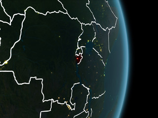 Orbit view of Burundi at night