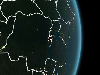 Orbit view of Rwanda at night
