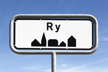 Ry city road sign in Denmark  - obrazy, fototapety, plakaty
