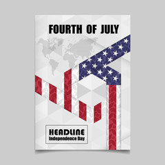 4th July Independence day background design. National day USA holiday banner poster greeting card. Stars and stripes american flag.Book Cover Layout Design.Annual Cover Template in A4 size