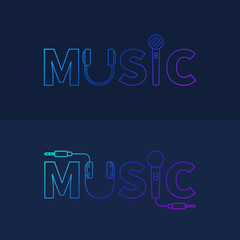 Music creative logo or design element in outline style