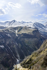 View of the mountains of the Greater Caucasus, Georgia. This is the main chain of the Caucasus mountains.