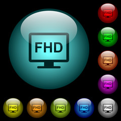 Full HD display icons in color illuminated glass buttons