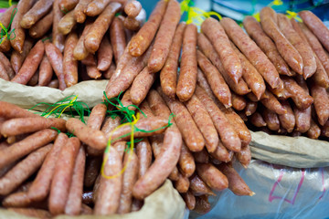 Chinese pork sausage on market