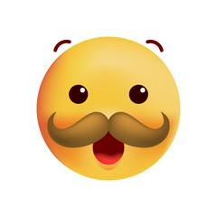Cute Emoticon With Moustache on White Background. Isolated Vector Illustration 